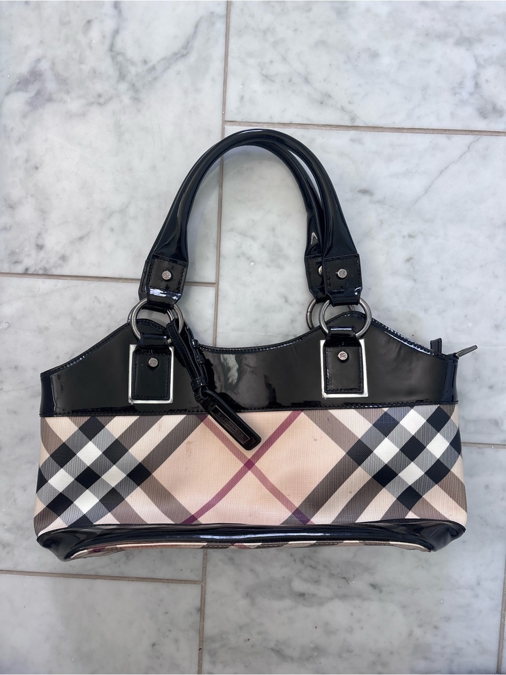 Authentic Burberry Super Nova Check top handle bag